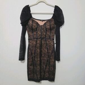 NWT Blashe Black Lace Insert Bodycon Mini Dress